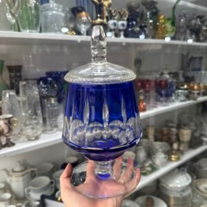 Bombonera de cristal súper tallado azul