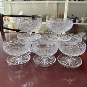 Juego de 8 copas para postre o pomeleras cristal súper tallado