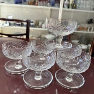 Juego de 6 copas de postre o pomeleras cristal súper tallado