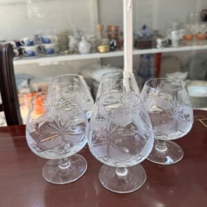 Set de 5 copas de cristal súper tallado para cognac