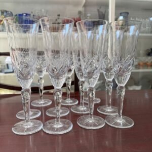 Juego de 11 copas de cristal súper tallado para champagne