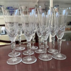 Juego de 11 copas de cristal súper tallado para champagne