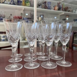 Juego de 12 copas de cristal súper tallado para agua o vino