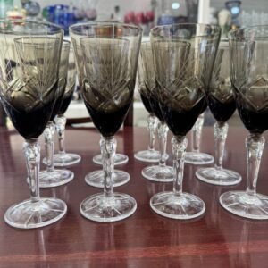 Juego de 12 copas de cristal súper tallado para vino