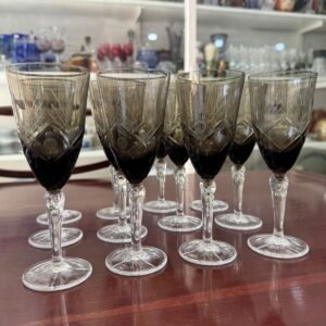 Juego de 12 copas de cristal súper tallado para vino