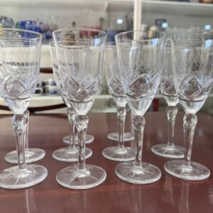 Juego de 12 copas de cristal súper tallado para vino