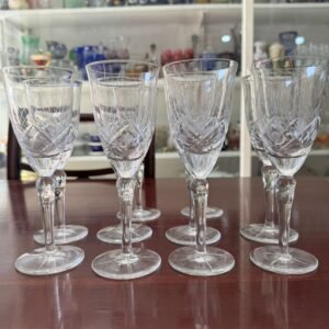 Juego de 12 copas de cristal súper tallado para vino