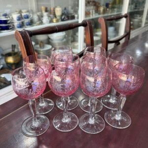 Juego de 10 copas de cristal súper tallado rosas