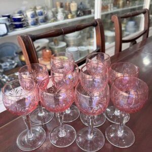 Juego de 10 copas de cristal súper tallado rosas