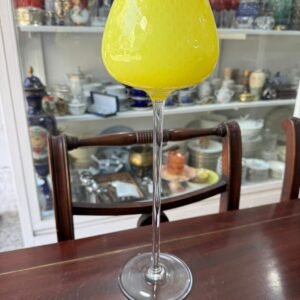 Copon /florero/ candelabro de cristal amarillo