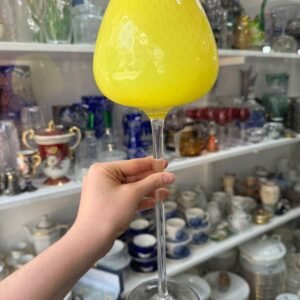 Copon /florero/ candelabro de cristal amarillo