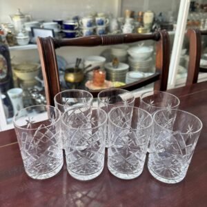 Juego de 7 vasos de cristal súper tallado