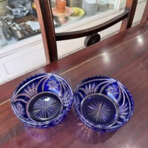 Set de 2 compoteras cristal súper tallado azul