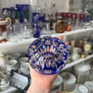 Cenicero de cristal súper tallado azul