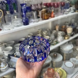 Cenicero de cristal súper tallado azul