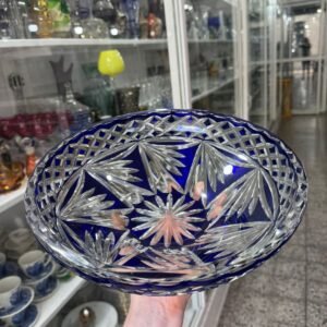 Centro de mesa de cristal súper tallado azul