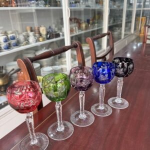 Set de 5 copas de cristal de BOHEMIA de colores