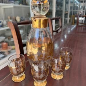 Set de botellón con 4 copas de cristal