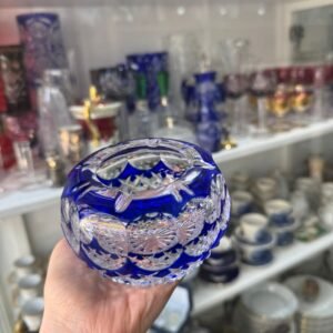 Cenicero de cristal súper tallado azul
