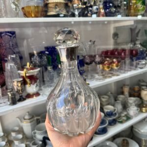 Botellón de cristal súper tallado pico plata 925