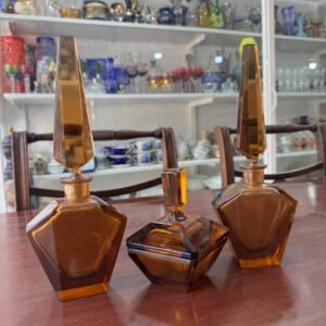 Set de perfumeros de cristal color caramelo
