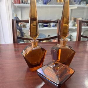 Set de perfumeros de cristal color caramelo