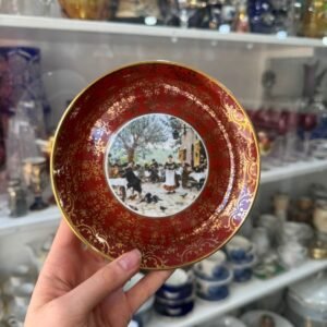 Plato porcelana tsuji pintado a mano con oro