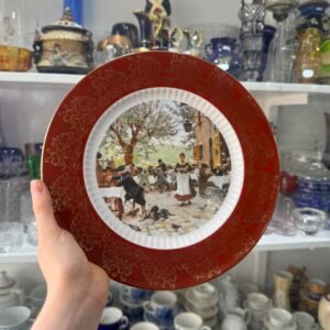 Plato porcelana tsuji pintado a mano con ORO 24 k