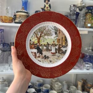 Plato porcelana tsuji pintado a mano con ORO 24 k