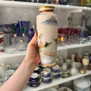 Florero porcelana tsuji pintado a mano con oro