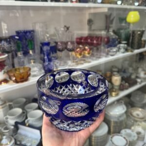 Cenicero XL cristal súper tallado azul