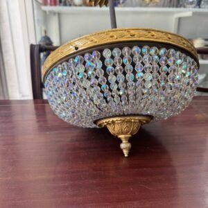 Araña de techo cristal de roca con bronce