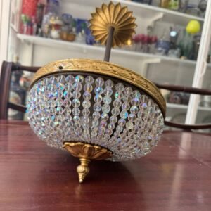 Araña de techo cristal de roca con bronce