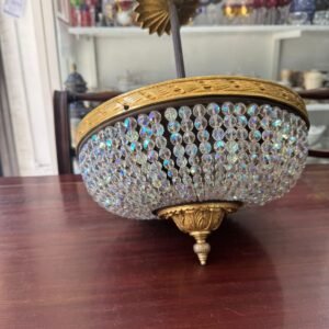 Araña de techo cristal de roca con bronce