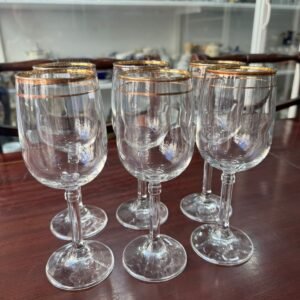 Juego de 6 copas con dorado para vino