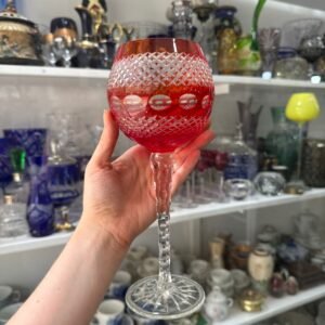 Exquisito copon de cristal súper tallado rubi anaranjado