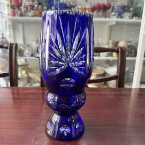 Florero cristal súper tallado azul