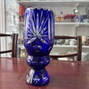 Florero cristal súper tallado azul