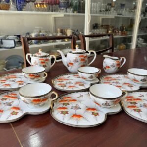 Juego de té porcelana oriental pintado a mano