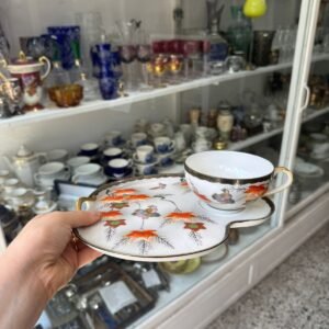 Juego de té porcelana oriental pintado a mano