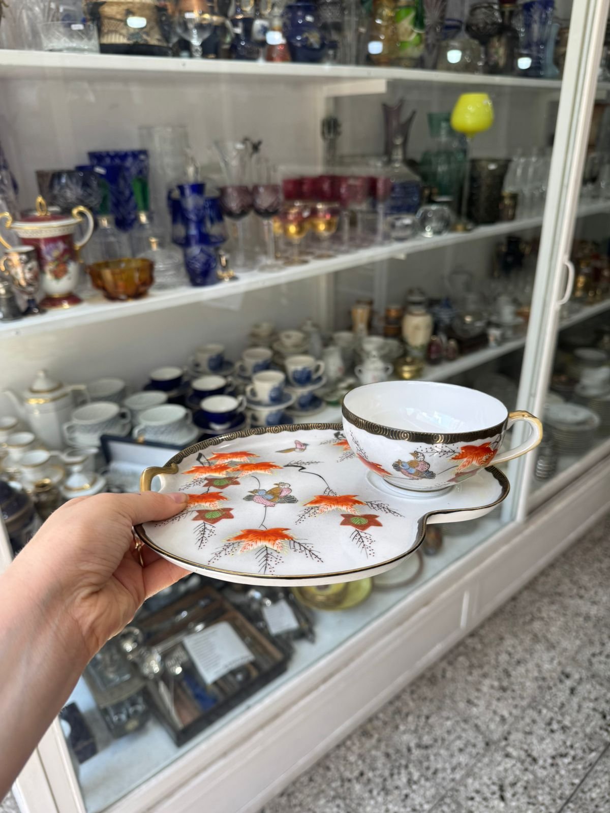 Juego de té porcelana oriental pintado a mano - Image 2