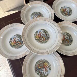 Juego de 6 platos hondos con escenas galante