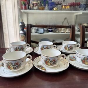 Juego de 6 dúos de té con escenas galantes