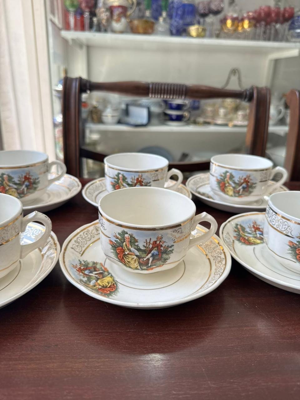 Juego de 6 dúos de té con escenas galantes - Image 4