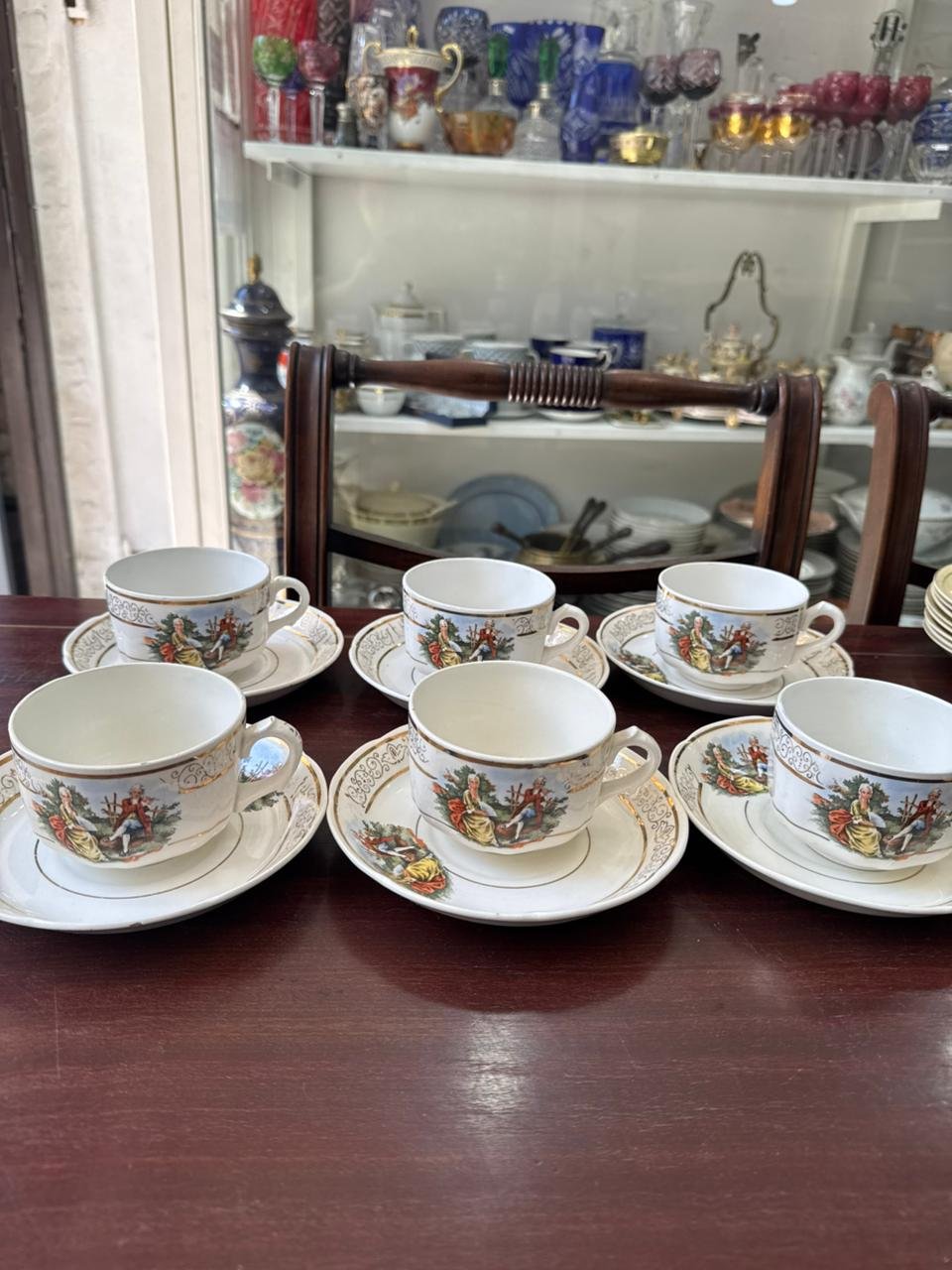 Juego de 6 dúos de té con escenas galantes - Image 3