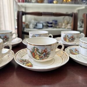 Juego de 6 dúos de té con escenas galantes