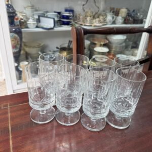 Juego de 8 copas de cristal súper tallado para vino