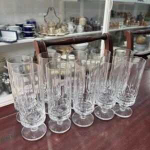 Juego 10 copas de cristal tallado para champagne