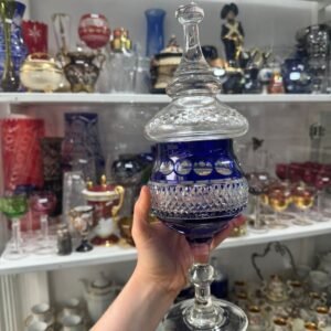 Caramelera de cristal súper tallado azul