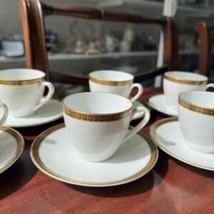 Juego de 8 dúos de café porcelana verbano con oro